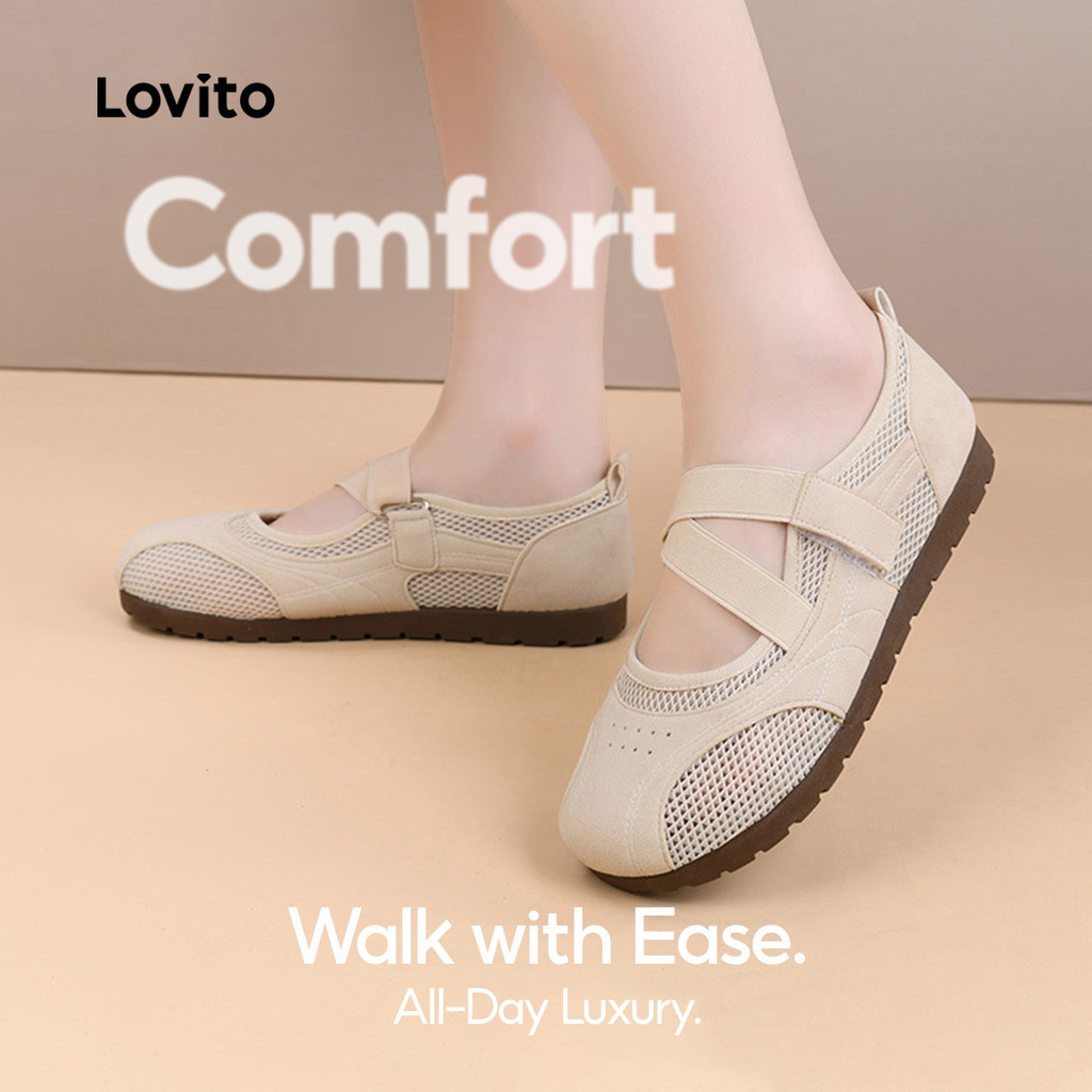 Lovito  รองเท้าผ้าใบผู้หญิงแบบลําลอง LFAS5027