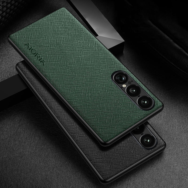 Sony Xperia 1 III 5 III 10 III Case Premium Cross Grain Leather Texture สไตล์ธุรกิจกันกระแทกฝาครอบป้องกันรอยขีดข่วน