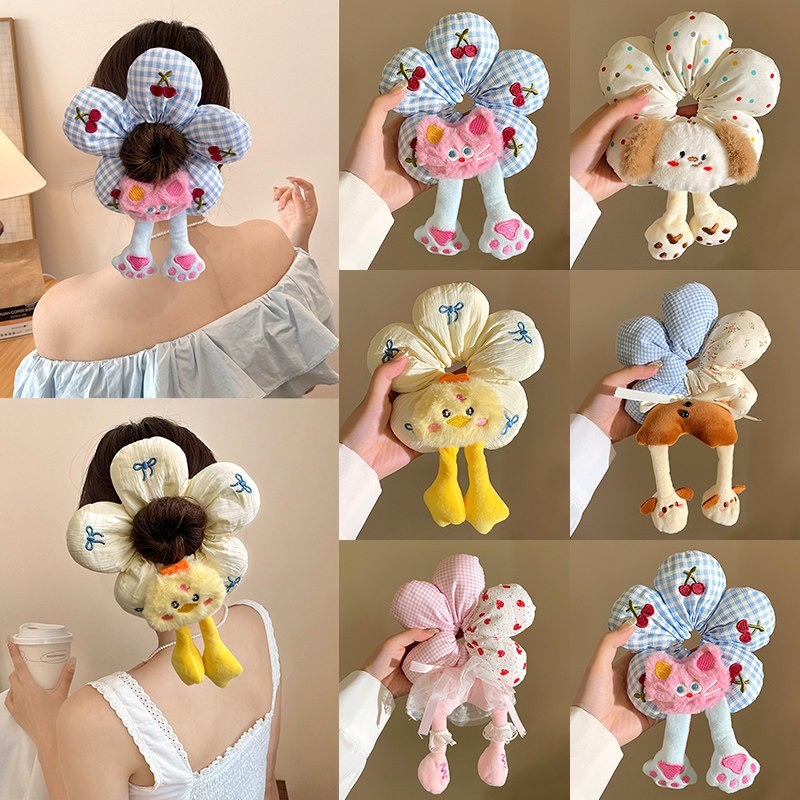 ตุ๊กตาการ์ตูนก้นลําไส้ใหญ่วงผมหญิงใหม่ผูกผมขนาดใหญ่พิเศษน่ารักหัวบอลเครื่องประดับผมดอกไม้