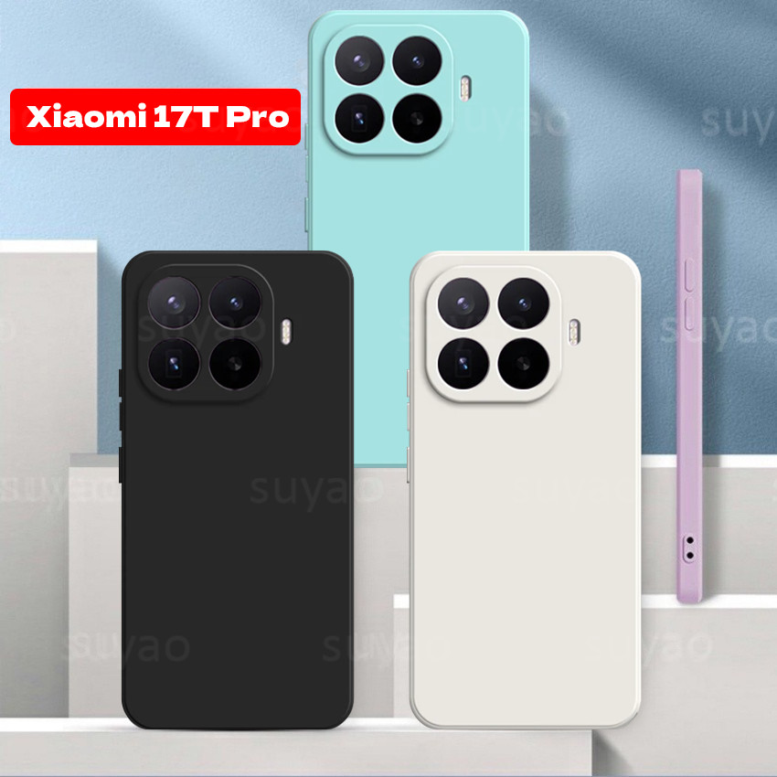 สําหรับ Xiaomi 17TPro 17T Pro 2026 เคสโทรศัพท์ Soft TPU Liquid ปลอก Xiaomi17TPro Xiaomi17T กันกระแทกเกราะสแควร์คลาสสิกตรง Cube ฝาหลัง
