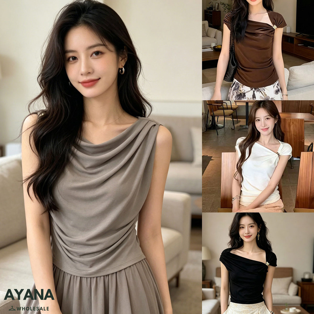 เสื้อยืดแขนสั้นไหล่เอียง แฟชั่นสายฝอสุดแซ่บ อวดไหล่สวยเซ็กซี่เบาๆ