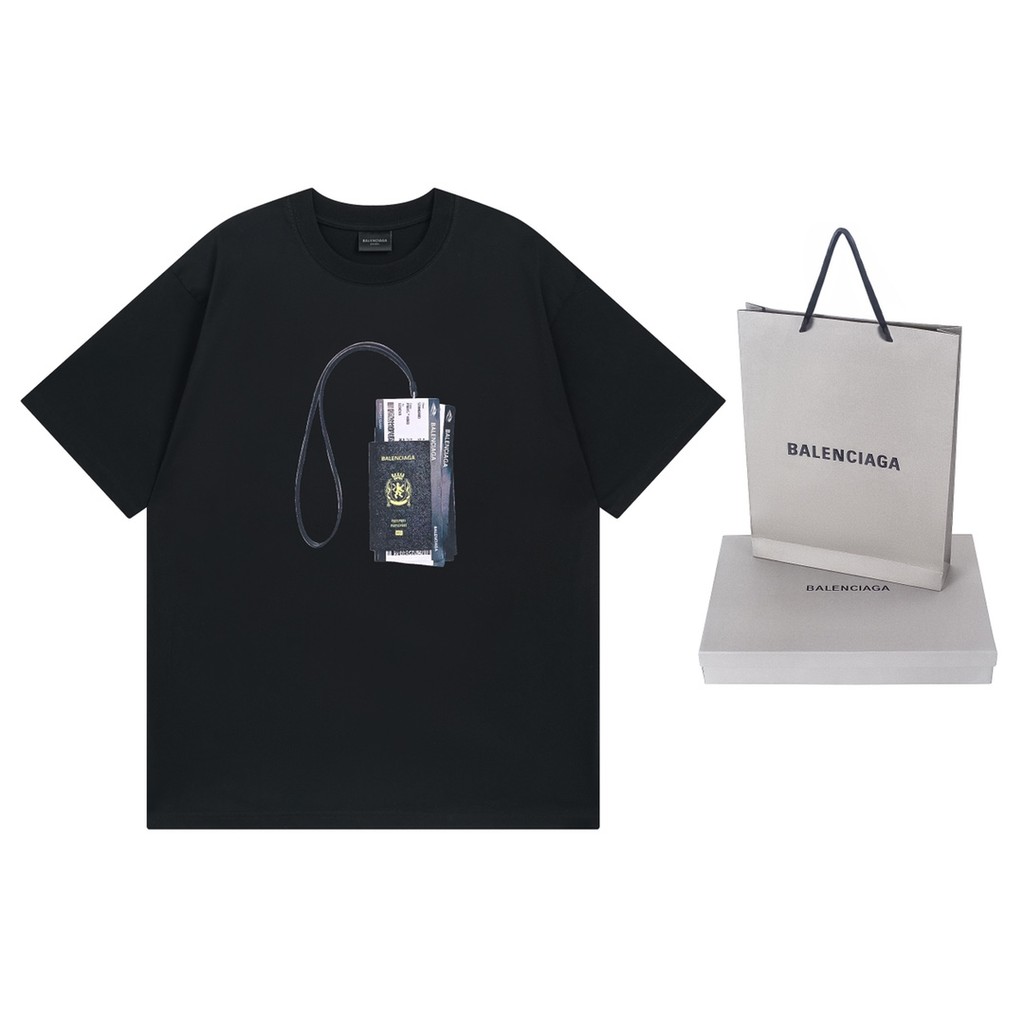 BALENCIAGA ผู้ชายผู้หญิง Plus ขนาดแขนสั้นคู่สไตล์ Co-Branded รอบคอด้านในสวมใส่กีฬาสไตล์มาใหม่ 2026 ต