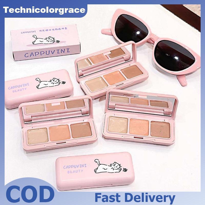 Technicolorgrace Cappuvini 3 สี Correcting คอนซีลเลอร์ Strip Palette Hydrating Eye Brightening คอนซี