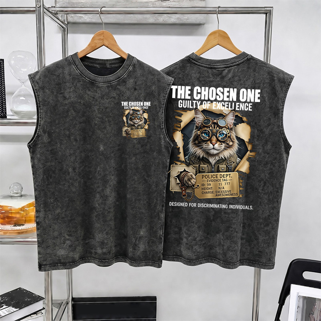 UT shop แขนกุด เสื้อกีฬา oversize ผ้าCotton 100% สบายและนุ่ม หลวม เสื้อแขนกุด 'The chosen one' 3XL