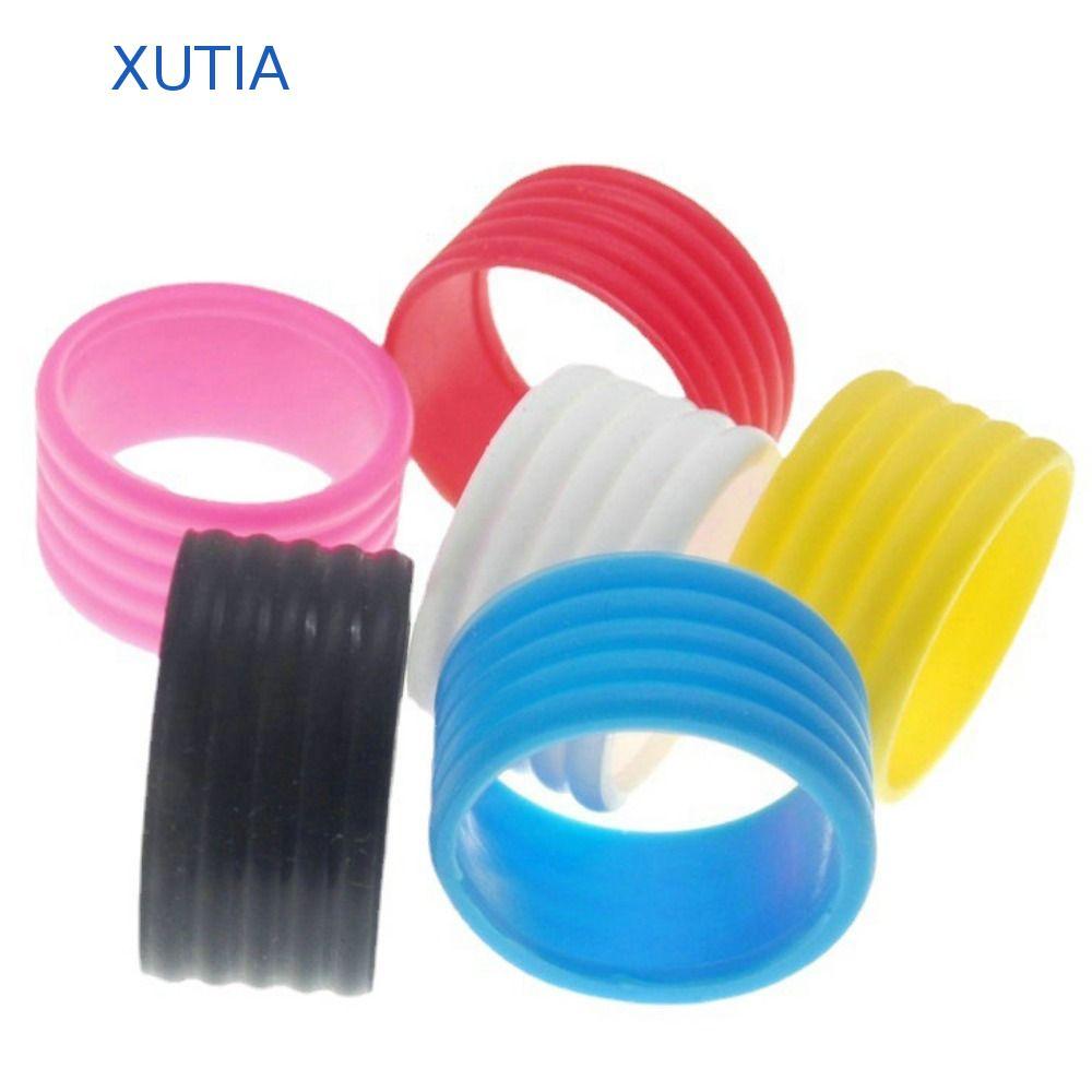 XUTIA 4 ชิ้นยางไม้เทนนิส Grip, ซิลิโคนยืดซิลิโคนไม้เทนนิส Grip, อุปกรณ์กีฬา Overgrips คงที่ดูดซับเหงื่อแร็กเก็ตแหวนยางไม้เทนนิส