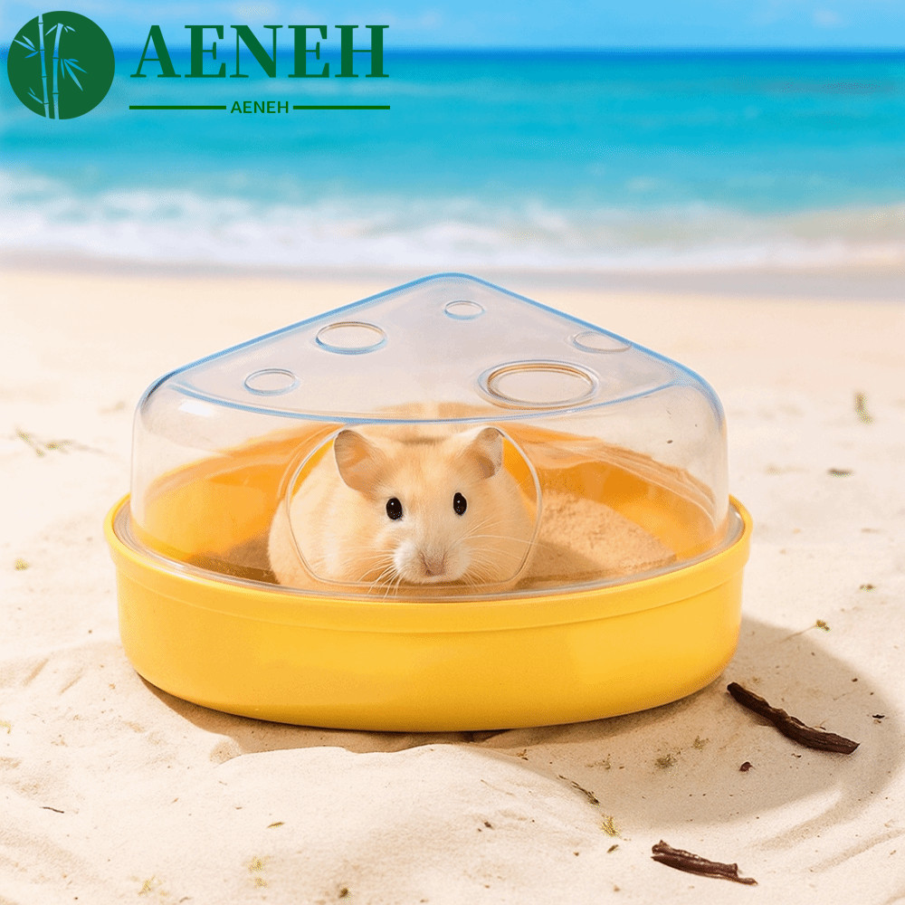 AENEH Pet Bath Container, Anti-spill Escape-Proof Hamster Sand Bath Box, Rat Bathing Basin Cheese Shape ที่ถอดออกได้โปร่งใสหนูแฮมสเตอร์ห้องน้ํา Habitrail อุปกรณ์เสริม