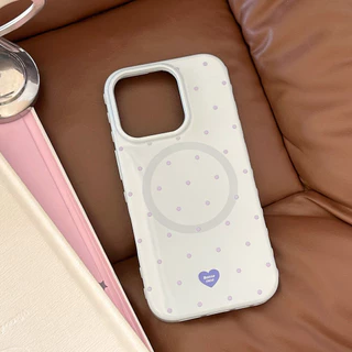 Magnetic Contrast Color Simple Polka Dot iphone เคสโทรศัพท์เหมาะสําหรับ iphone17/16/15/14/13/12 promax เคสป้องกัน