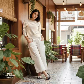 ✨🎀รุ่นฮิตเทรนด์ญี่ปุ่น PODIBEA กางเกงครอปขากระบอกใหญ่ ผ้าคอตตอนระบายอากาศดี ใส่สบายทั้งวัน