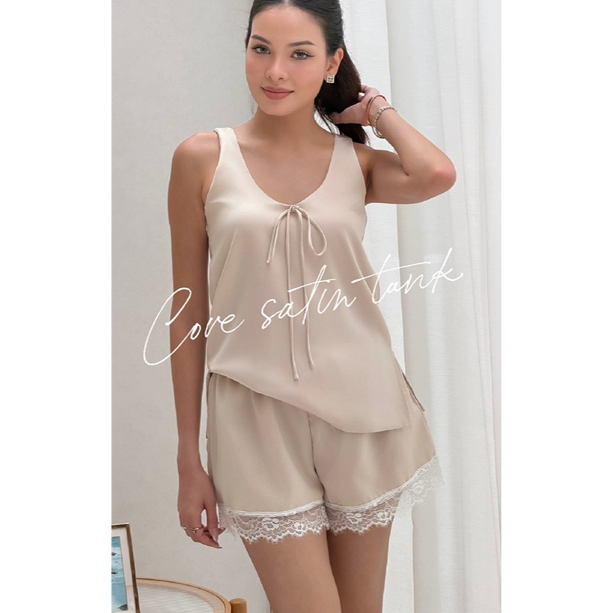 SEASON STUDIO - COVE SATIN TANK / เสื้อกล้ามซาติน ดีเทลโบว์หน้า ซิปข้าง