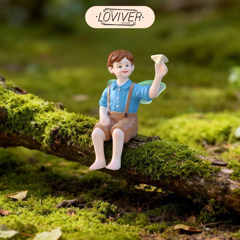 Boy Fairy รูปปั้นลานบ้านสนามหญ้าเครื่องประดับ Flowerbed Fairy Garden Accessories