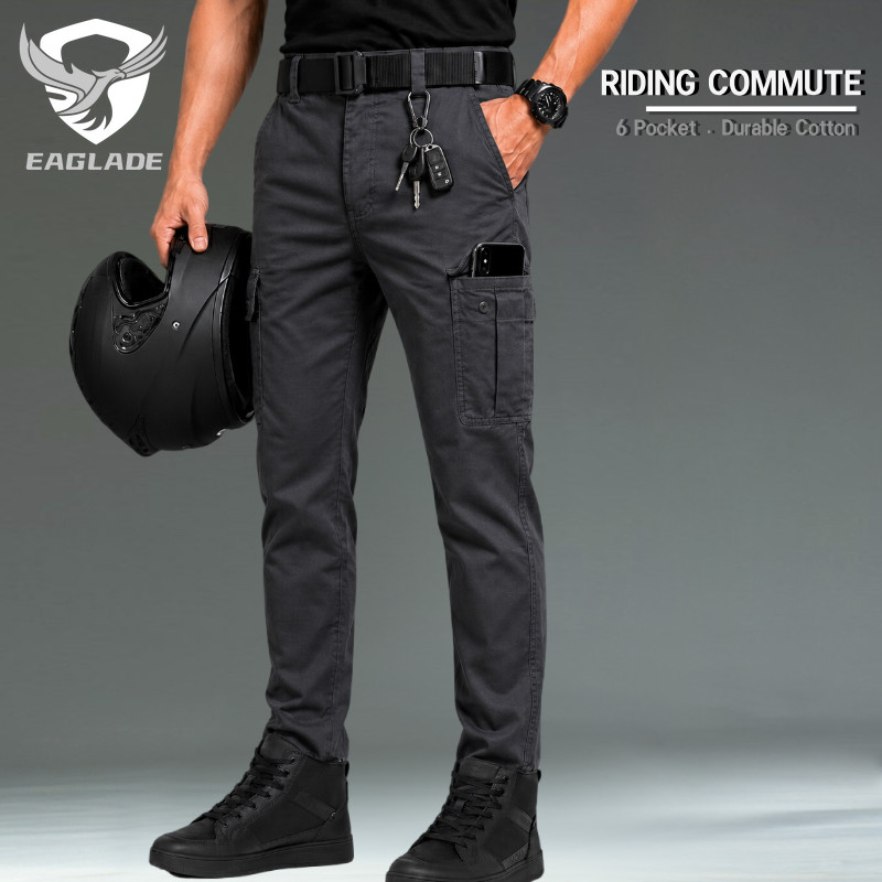 EAGLADE กางเกงคาร์โก้สําหรับขี่กางเกงทํางานผ้าฝ้ายทนทานหลายกระเป๋า