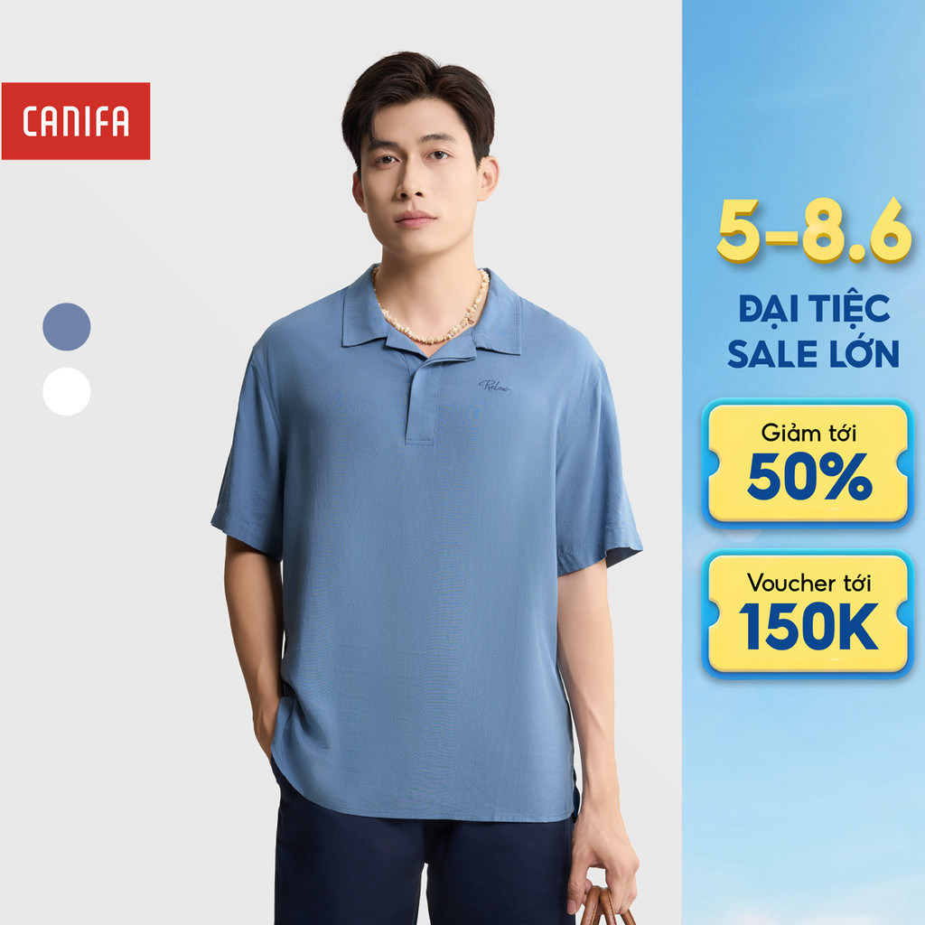 CANIFA เสื้อโปโลผู้ชาย แขนสั้น เยอรมันโบราณ เสื้อคอเต่า 8TH25S001