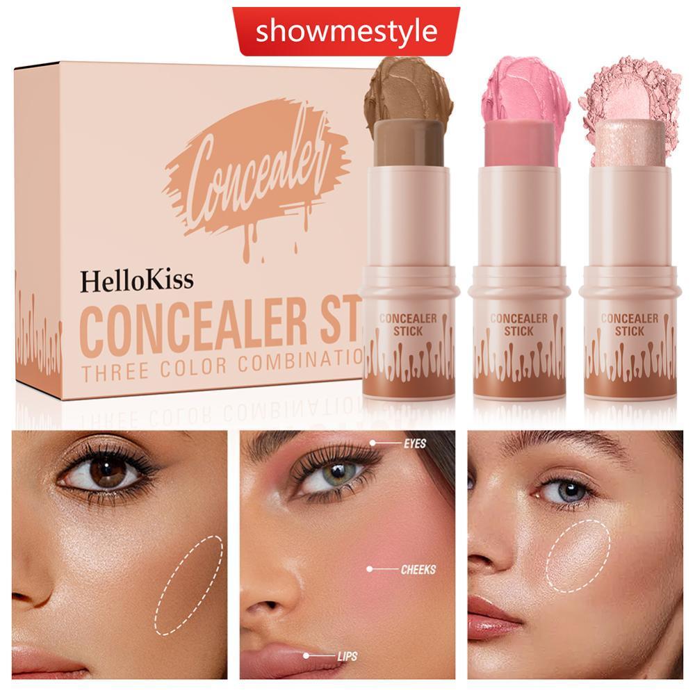 SES 3 ชิ้น/เซ็ต Contour Sticks Highlighter Stick Blush Stick ครีม Contour รวม Contour แปรงสร้างรูปร่