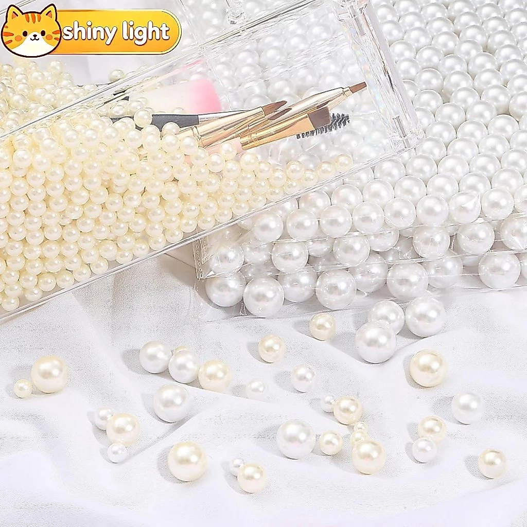 ลูกปัดไข่มุกเทียมไม่มีรู 2-18 มม. 20-500 ชิ้นต่อแพ็ค อุปกรณ์ DIY ตกแต่งที่คาดผม เข็มกลัด งานสายครีม