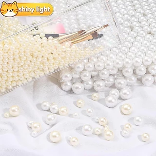 ลูกปัดไข่มุกเทียมไม่มีรู 2-18 มม. 20-500 ชิ้นต่อแพ็ค อุปกรณ์ DIY ตกแต่งที่คาดผม เข็มกลัด งานสายครีม