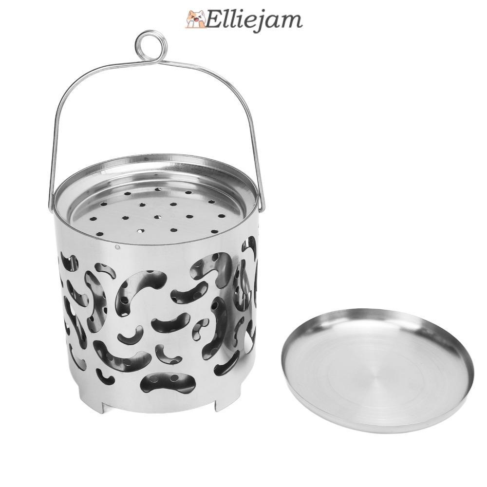 ELLIEJAM Camping Heater, สแตนเลส Mini Camping Heater เตา, ทนทานแบบพกพา Handle Multifunctional ฝาครอบ