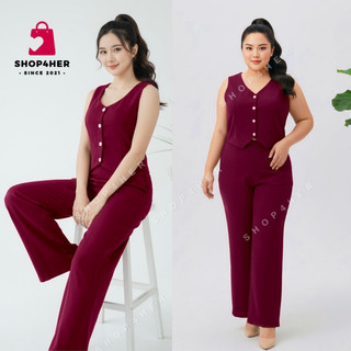 Shop4Her | AMEERAH Plain Sleeveless Top and Pants Set Terno For Plus Size and Free Size Women