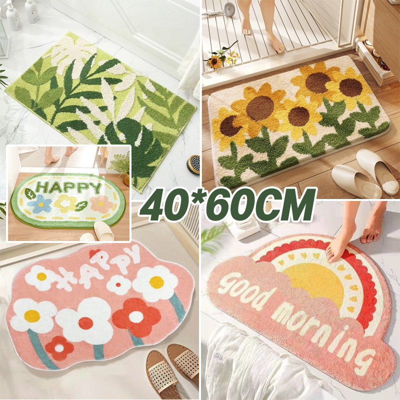 COD พรมเช็ดเท้า พรมดูดซับน้ำ มีพื้นยางกันลื่น 40x60cm พรมน่ารักขนนุ่มสไตล์เกาหลี