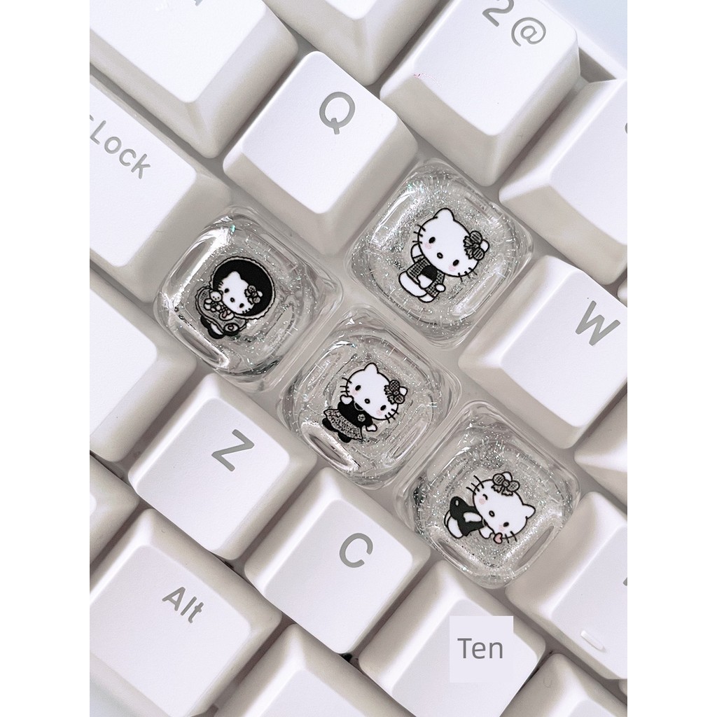 คีย์แคปใส keycap Sanrio Kuromi Keycap kitty Cat Melody การ์ตูนน่ารักที่กําหนดเองที่ไม่ซ้ํากัน Glitte