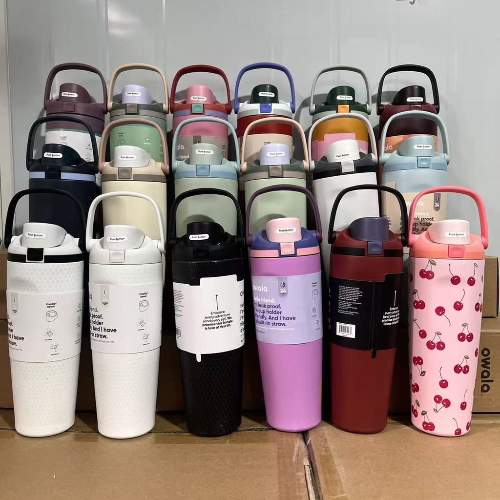 Owala ผลไม้ 2026 สไตล์ใหม่ 304 ขวดน้ําสแตนเลส Double-Layer Thermos ถ้วยแบบพกพากลางแจ้งแบบพกพาถ้วย 30 ออนซ์ (900 มล.) ถ้วยกาแฟไม่มี BPA