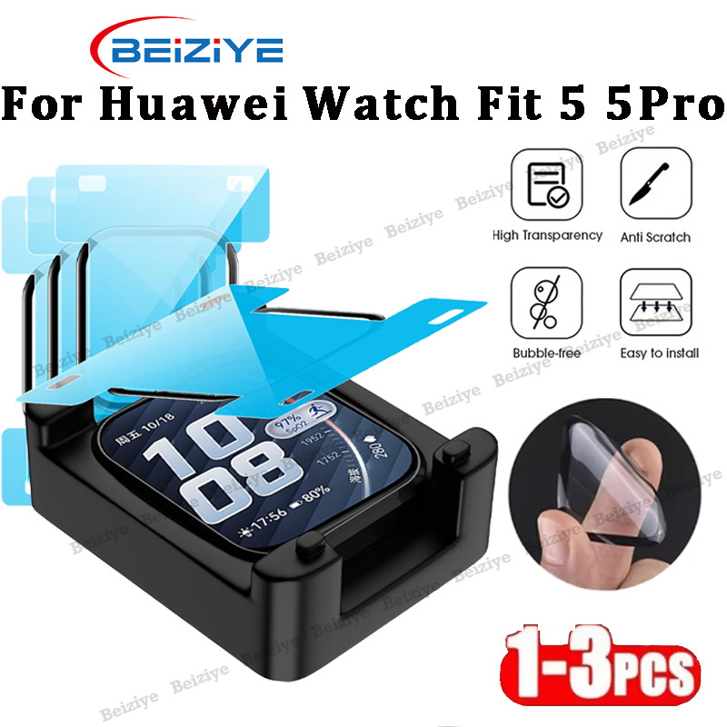 ชุดเครื่องมือติดตั้งง่าย + ฟิล์มสําหรับ Huawei Watch Fit 5 HD ตัวป้องกันหน้าจอแบบยืดหยุ่นสําหรับ Huawei Watch Fit 5 Pro ฟิล์มป้องกันรอยขีดข่วน