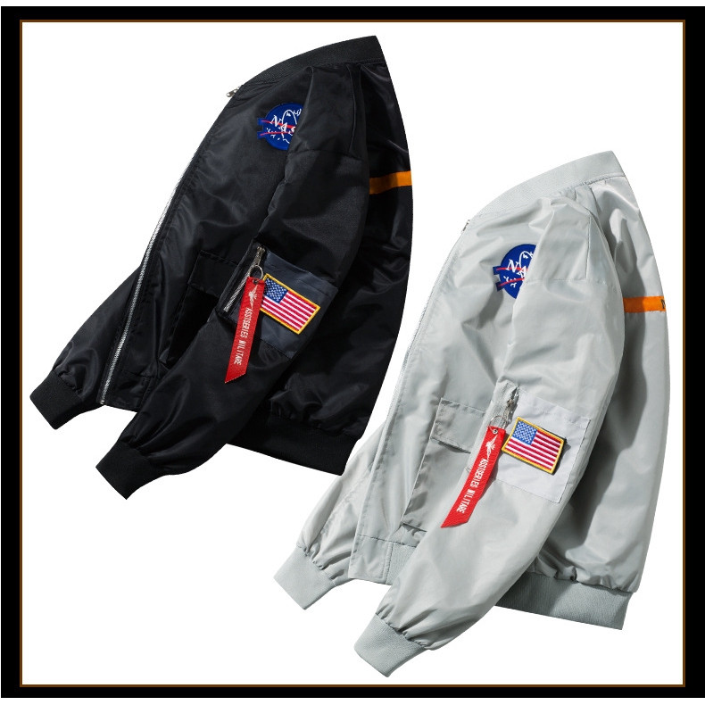 NASA Joint Ma1 Bomber Jacket Men Fashion Casual เสื้อแจ็คเก็ตกันลม