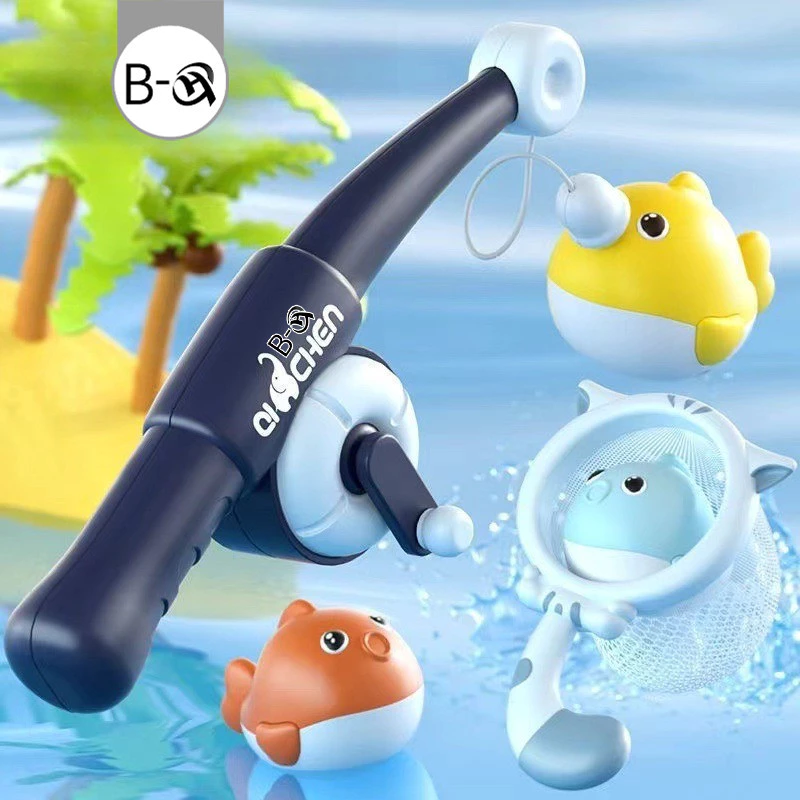 BHQ ของเล่นอาบน้ำ ของเล่นตกปลาแม่เหล็ก ของเล่นในห้องน้ำ มีแหจับปลา 5PCS