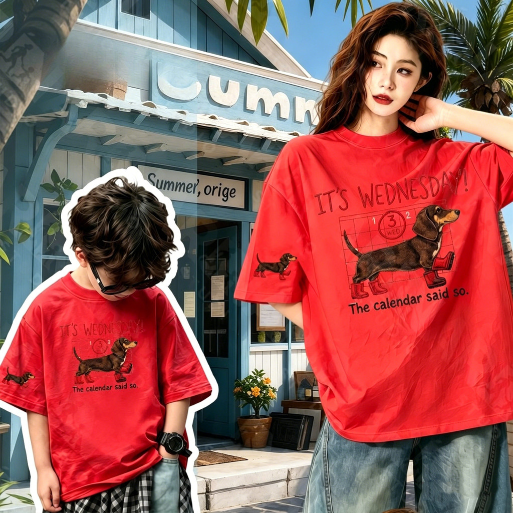 Yout-children เสื้อเด็ก ของเด็ก เสื้อคอกลม cotton ชุดครอบครัว ลายพิมพ์ทันสมัย 'IT'WEDNESDAY'สบายและนุ่ม ระบายอากาศดี