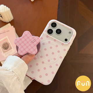 INS Polka Dot ลายสก๊อต Star ผู้ถือขาตั้งโทรศัพท์มือถือสําหรับ iPhone 17 16 15 14 Pro Max 13 Anti-Scratch TPU ปกหลังแม่เหล็กโทรศัพท์มือถือปลอก