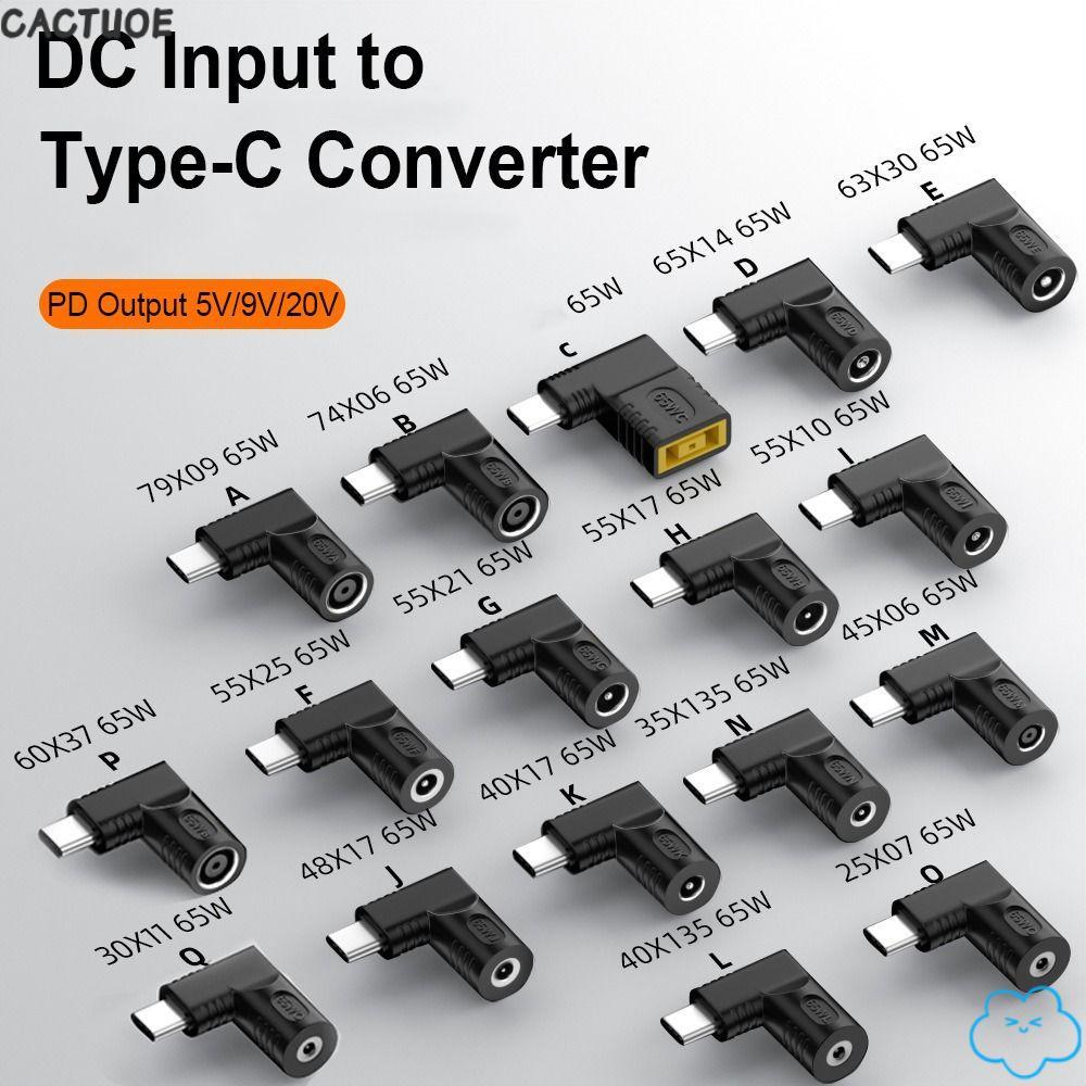 CACTUOE DC ถึง Type C Converter 5 V 9 V 12 V ปลั๊กสแควร์ 5.5X2.5 7.4X0.9 4.5X0.6 มม.แล็ปท็อปสําหรับ 