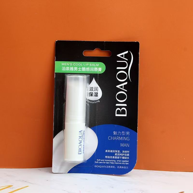 Poquanya Mens Cool Lip Balm ไม่มีสีไม่มีกลิ่นสดชื่น Moisturizing Anti-Dry Cracking Lip Care Lip Care