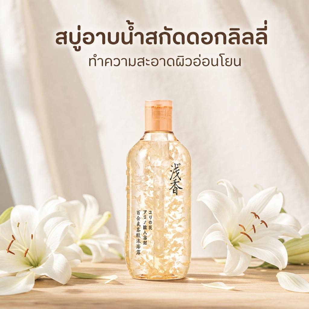 ASAKA ครีมอาบน้ำ กลิ่น Lily หอมติดทน เนียนนุ่ม ชุ่มชื้น Amino Acid ถนอมผิว บำรุงผิว สบู่เหลว อาบนํ้า สบู่อาบน้ำ
