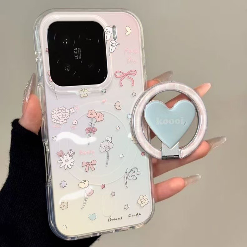 เต็มหน้าจอดอกไม้วงเล็บแม่เหล็กเหมาะสําหรับSamsung S21 S22 S23 S24 S25 S26 FE Ultraเคสโทรศัพท์S25FEป้องกันกรณีA56 A55 กรณี
