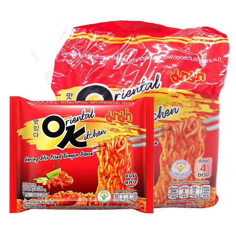 มาม่า โอเค ออเรียลทัล กุ้งซอสต้มยำ 85 ก. x 4 (MAMA Ok Shrimp Tom Yum Sauce 85 g x 4)