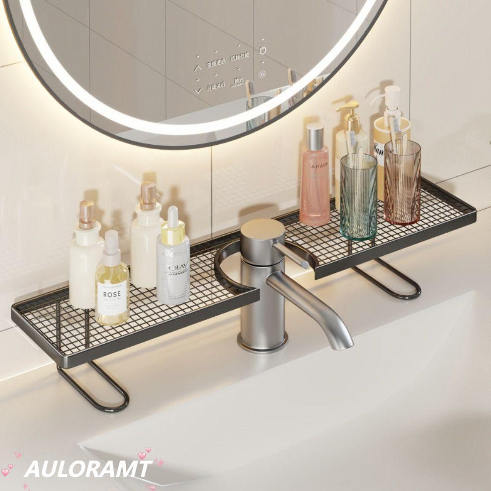 AULORAMT ชั้นวางโต๊ะเครื่องแป้งห้องน้ํา, ท่อระบายน้ํา 50/60 ซม.ห้องน้ําชั้นวางเคาน์เตอร์, Hollow Out Heavy Duty Anti Slip ก๊อกน้ําชั้นวาง