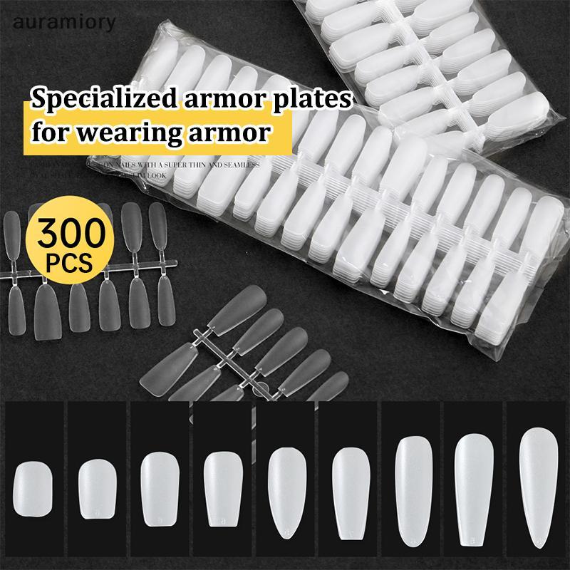 Auramiory ชุดเล็บปลอม 300 ชิ้น ทรงแมตต์ โปร่งใส สําหรับฝึกทําเล็บเจลหรือต่อเล็บ