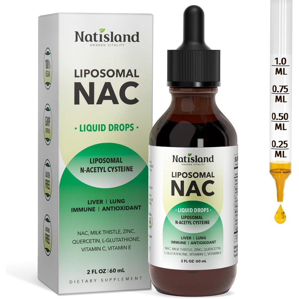 ไลโปโซม ชนิดน้ำ NAC หยด, NAC อาหารเสริม N - Acetyl Cysteine, NAC 600 มก. พร้อม & เควอซิทิน สำหรับ ผู