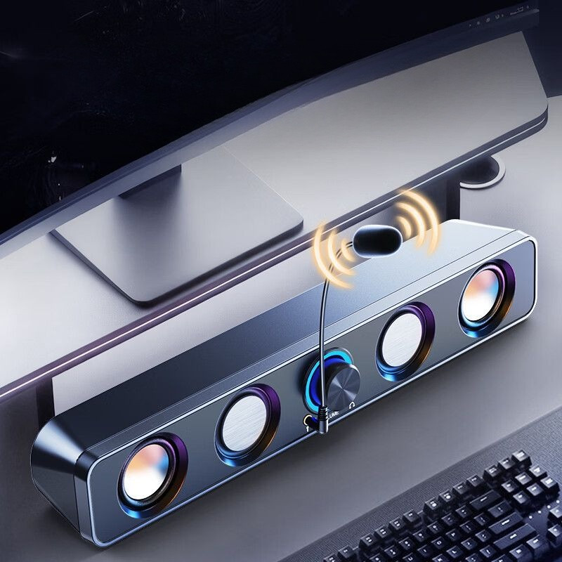 ☽☾ลำโพงคอมพิวเตอร์ PC ขนาดเล็ก พร้อมไมโครโฟนในตัว เบสหนัก เหมาะกับเล่นเกมและวางบนโต๊ะ