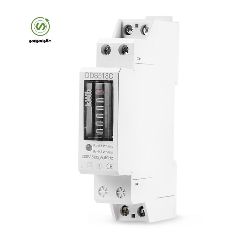 [gangong1kr] เมตร KWh Counter Din Rail เฟสเดียวการใช้พลังงานไฟฟ้า Wattmeter Meter Meter KWh Counter