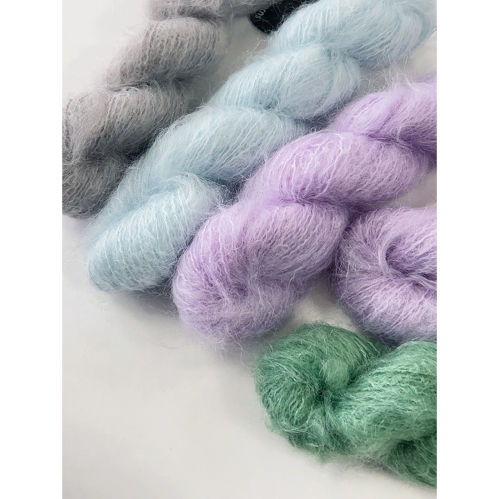 Shenglian ขนสัตว์ mohair ขนสัตว์ mohair ขนสัตว์ mohair มือถักเสื้อกันหนาวหนาปานกลางคาร์ดิแกนผ้าพันคอ