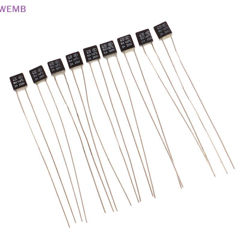 WEMB 5PCS 105 110 120 125 130 135 140 145 150 องศาอุณหภูมิสวิทช์ LED Fues พัดลมสแควร์มอเตอร์ 2A 250V ความร้อนฟิวส์ใหม่