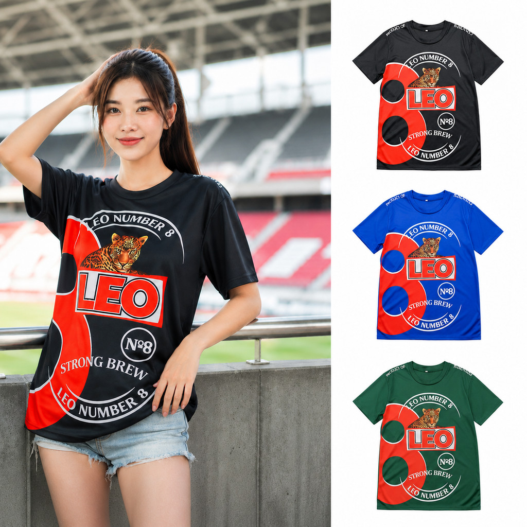เสื้อกีฬา เสื้อบอล คอกลม แขนสั้น M-3XL ลายเสือพร้อมตัวอักษร ผ้าไมโครนิ่มเด้ง ระบายอากาศดี ใส่สบาย ชายหญิงใส่ได้t2510#