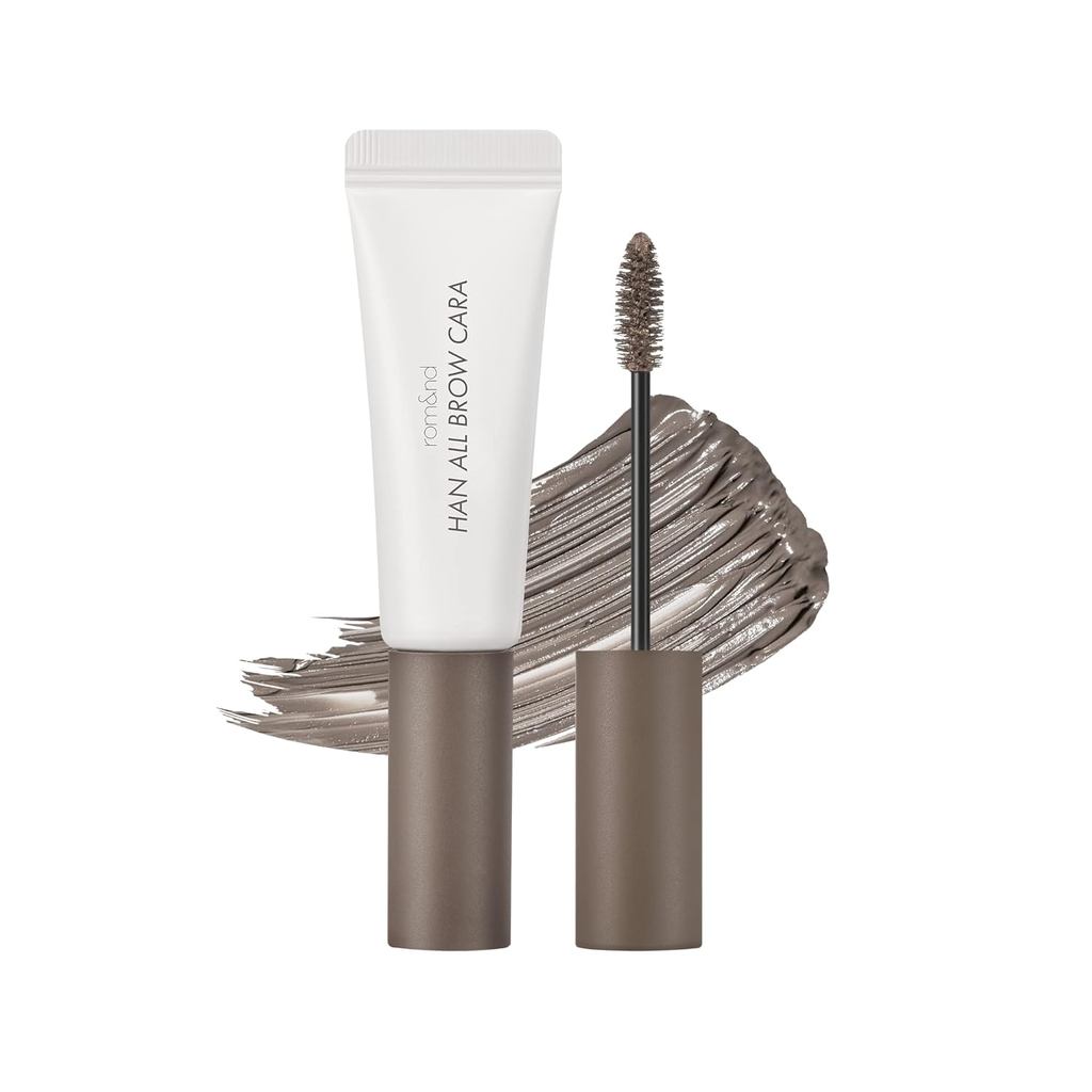 Rom&nd HAN ALL BROW CARA 01 Grace Taupe - มาสคาร่าคิ้วฟูธรรมชาติสําหรับผมคล้ํา เจลเขียนคิ้วสีติดทนนา