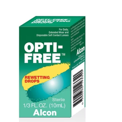 Opti Free Rewetting Drops 10 ml. ออพติฟรี รีเวตติ้ง ดรอปส์ ผลิตภัณฑ์ดูแลเลนส์สัมผัส 10 มล. [น้ำตาเทียม]
