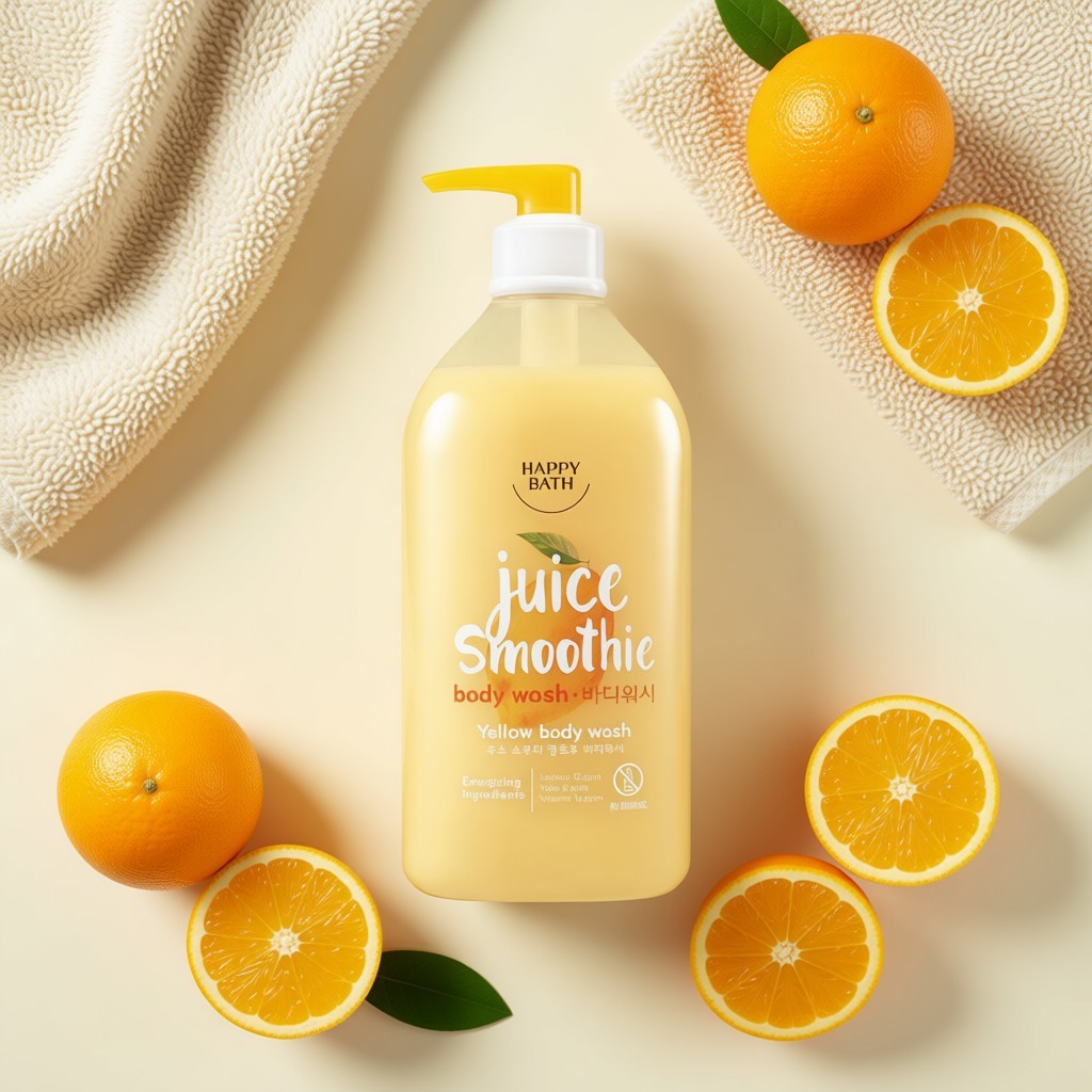 [happy bath] Juice Smoothie Yellow Body Wash กลิ่น Yuzu 820g, 1 ชิ้น / Korean Body Wash / กลิ่น Yuzu