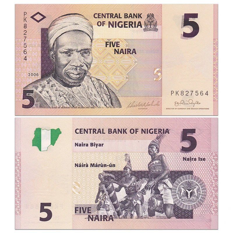 [Africa] ธนบัตร UNC Nigeria 5 Naira ใหม่เอี่ยม เหรียญต่างประเทศ 2006 P-32a ธนบัตร260603