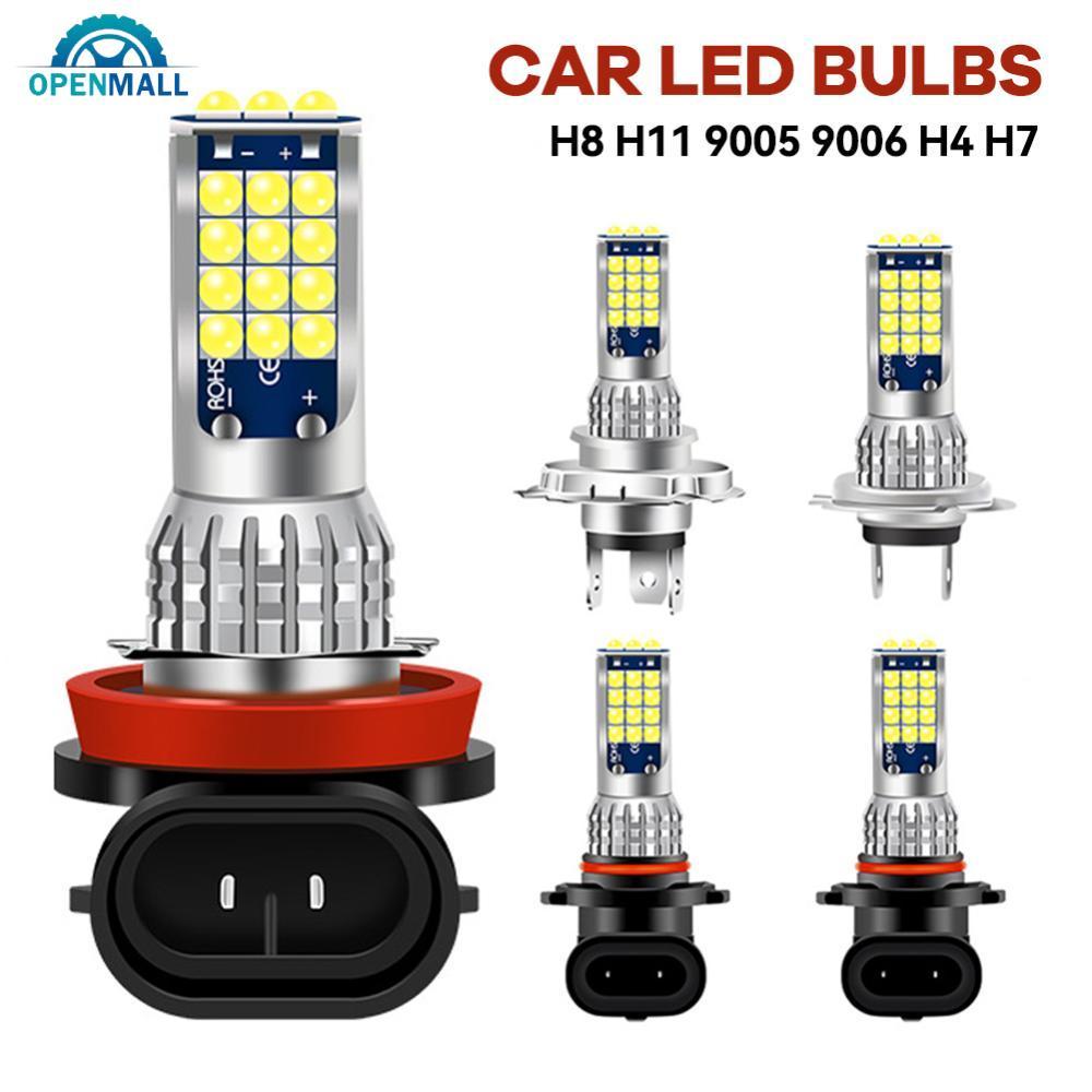 OPENMALL 1PC ไฟหน้ารถ LED H8 H11 9005 9006 H4 H7 ไฟ LED 6000K 1200LM โคมไฟ LED อัตโนมัติหมอกหลอดไฟ D