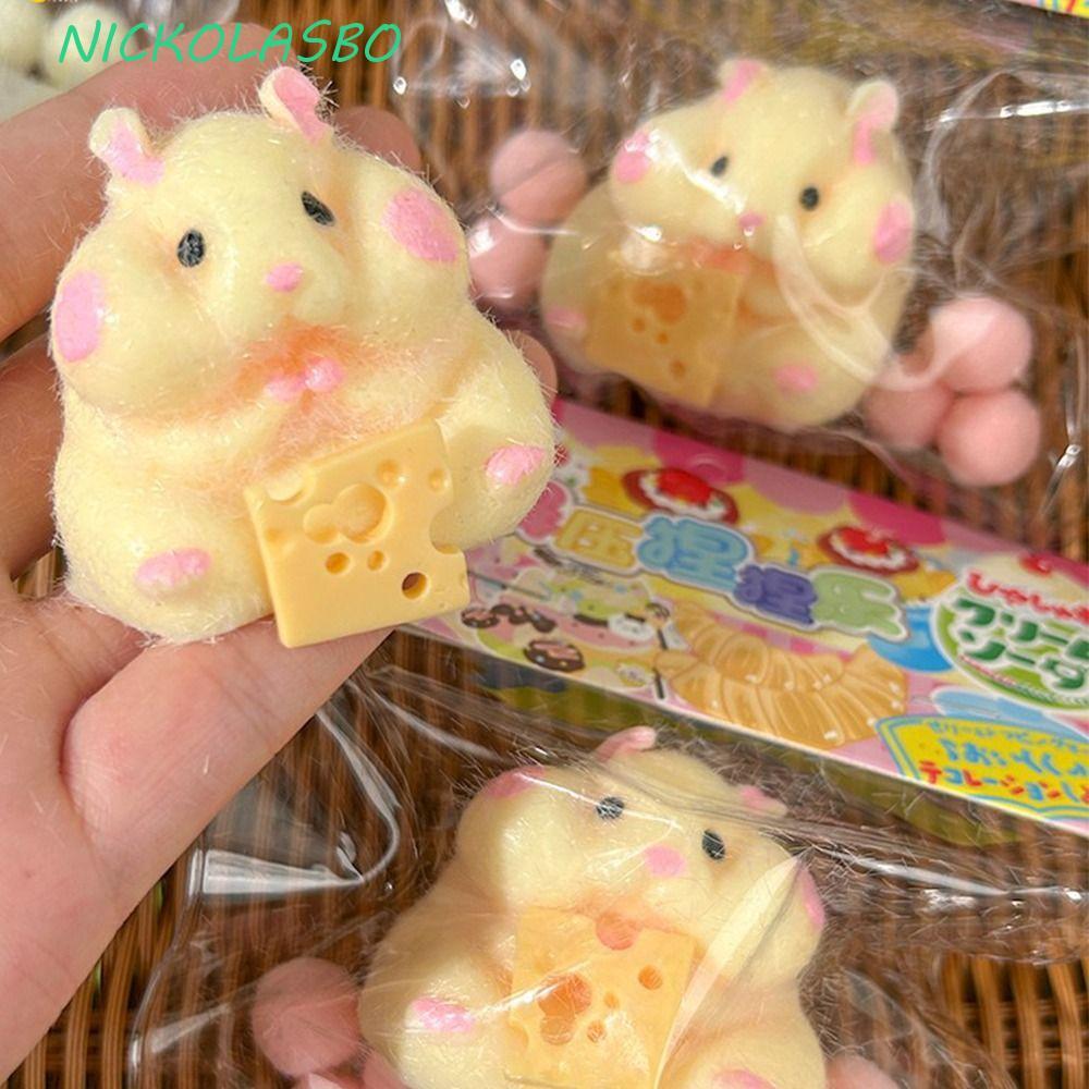 CORAZOKIS หนูแฮมสเตอร์บีบ TPR การ์ตูน Fidget ของเล่น 3D Sensory Pinch Decompression ของเล่น Tricky ตุ๊กตา