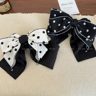 Polka Dot Bow ผ้าหางม้าคลิปหญิงที่สวยงาม Gripping คลิป