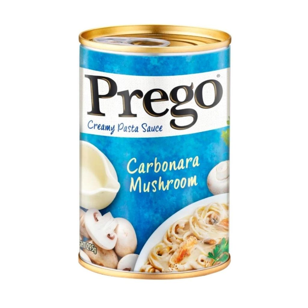 พรีโก้ซอสสปาเก็ตตี้ชนิดครีมผสมเห็ด 295ก Prego Cream Mushroom Carbonara Pasta Sauce 295g [หมายเลขบาร์โค้ด 9556191071035 ]